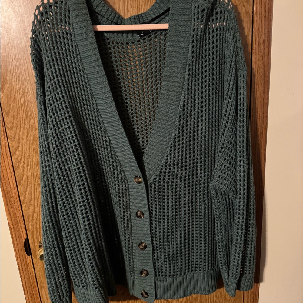 Torrid Green Cardigan Sweater Cozy Knit